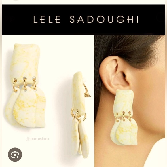 Lele Sadoughi Stone Iris Petal Drop Clip on Earrings - Picture 1 of 4